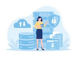 database management system web hosting concept flat illustration