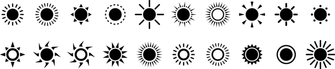 Set of sun icons on transparent background. Vector sun icons for your design. Vector EPS 10