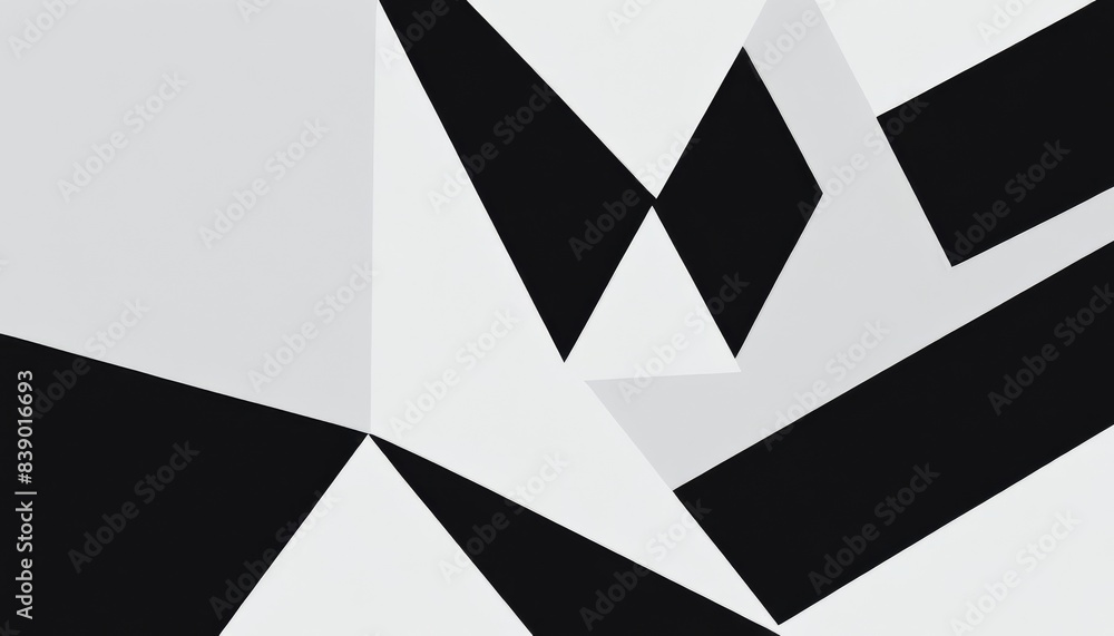 Poster a striking abstract artwork with sharp black and white geometric shapes creating a bold visual contr