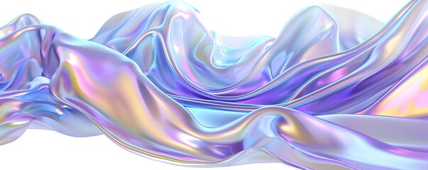 Vibrant pearl wave abstract design, iridescent and shimmering, isolated on a white backdrop
