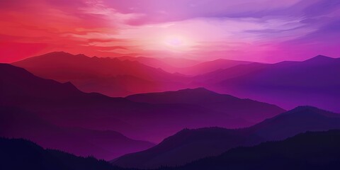 Obraz premium Close-up of a sunset viewed from mountain highlands, intense red and purple sky, crisp evening air. 