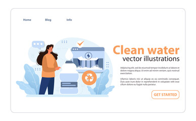 Clean water. Woman pouring clean water from faucet. SDG or sustainable