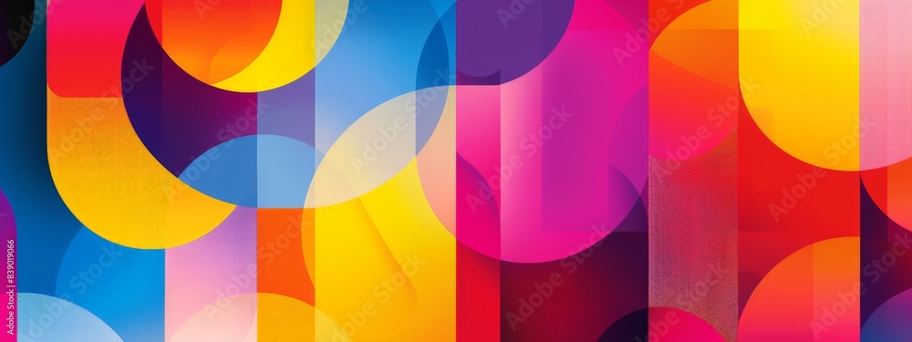 Poster a colorful abstract painting with many different colored circles. the circles are of various sizes a