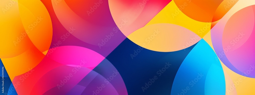 Poster a colorful abstract painting with many different colored circles. the circles are of various sizes a