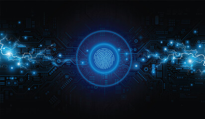 Data protection privacy.Cyber security network.Digital security.security guard. Touch the future. Futuristic fingerprint.	