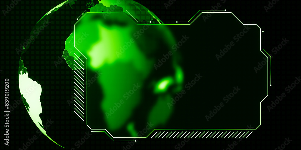 Poster Creative green map folder with mock up place. Digital communication and network concept. 3D Rendering.