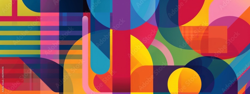 Poster a colorful abstract painting with many different colored circles. the circles are of various sizes a