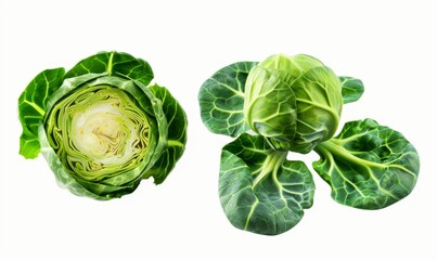 Fototapeta premium A realistic modern depiction of Brussels sprouts and cabbage.