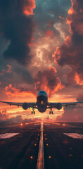 Tourism and airplanes on the runway, generative ai