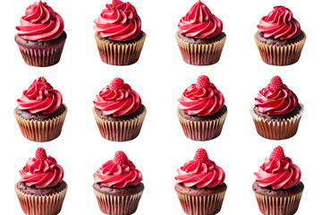 Collection of cupcake isolated on transparent background