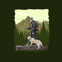 skull climber with his dog
