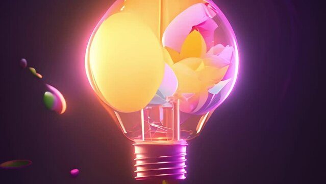 Creative light bulbs are full of bright colors. A symbol of modern thinking and innovation.