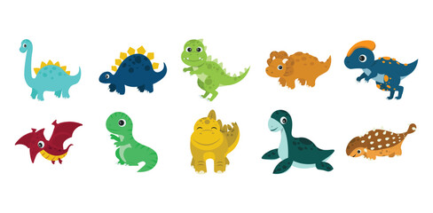 Dino Cartoon Vector Set © Litera