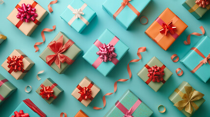 Cupcakes with pink and blue frosting, topped with sprinkles, set against a light teal pastel background. Confetti in the background adds a vibrant, celebration vibe.