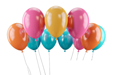 Colorful balloons isolated on transparent background