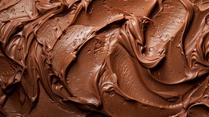 Summer food photography background  - Close up of chocolate ice cream gelato mousse pudding texture, top view..