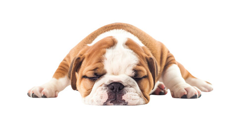 Obraz premium Bulldox puppy playing, cute Top view on transparent background