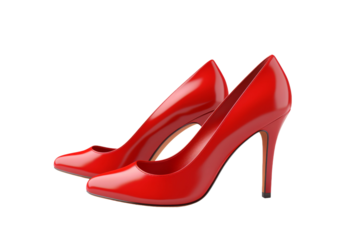 The Passionate Dance of Red Stilettos on a White or Clear Surface PNG Transparent Background..