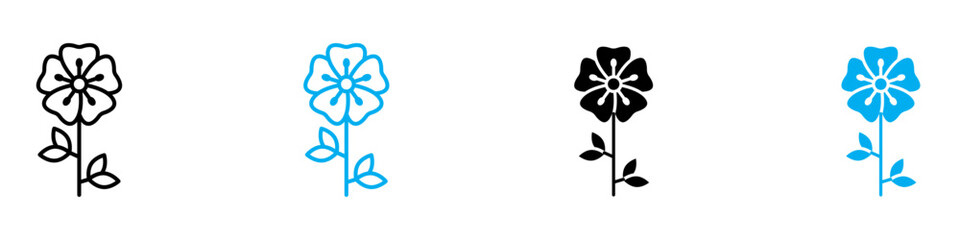 Wild rose icon vector set collection for web 