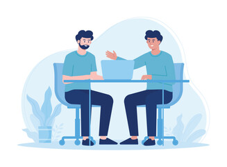 the two men are working together concept flat illustration