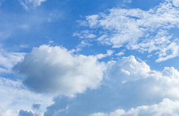 White cloud on clear blue sky background, weather and season background, nature concept