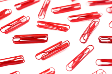Scarlet Symphony: A Collection of Crimson Clips on a White or Clear Surface PNG Transparent Background..