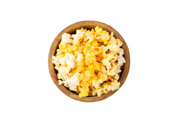 Delicious popcorn isolated on white background. Cinema and entertainment concept. Movie night with...