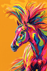 colorful illustration watercolor, orange red blue vibrant colors