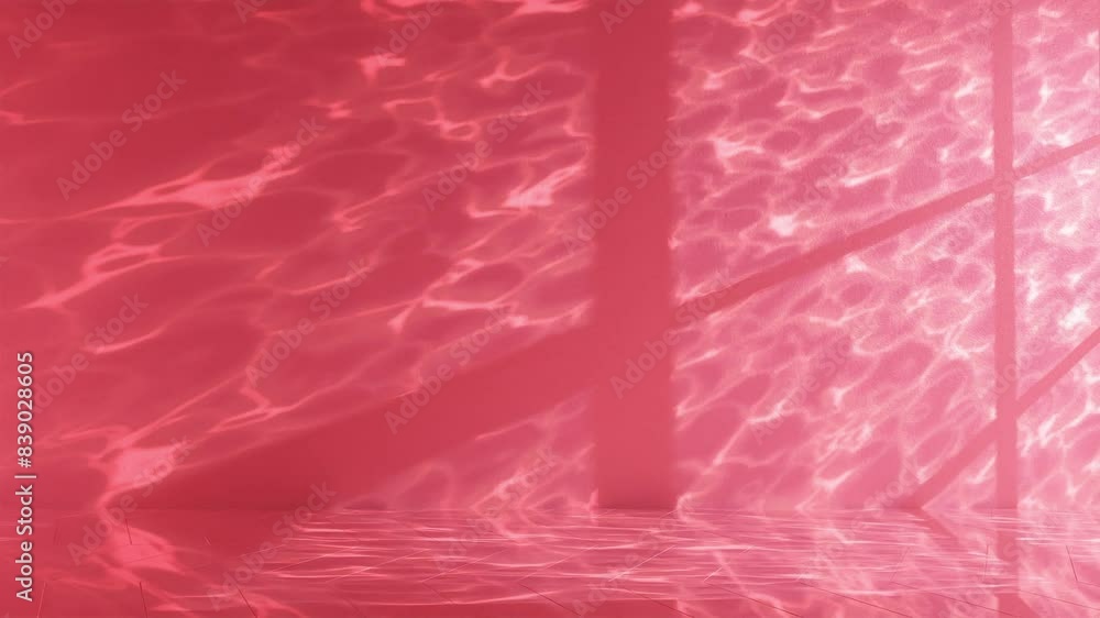 Poster serenity in red: light patterns on a pool’s surface vertical