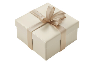 Cream gift box isolated on transparent background