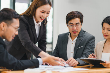 Planning, teamwork, and meeting with business people in the boardroom for strategy, brainstorming, and solutions.