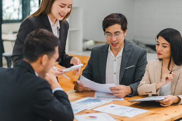 Business formal meeting conference discussion with coworker, shareholder, or client, concentrating on private ideas, data reports, and analysis.