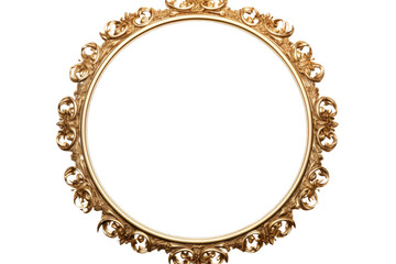 Glistening Elegance: A Gold Frames Majestic Display on a White or Clear Surface PNG Transparent Background..