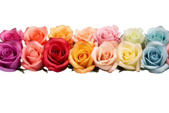 Rainbow Petals Dance on White Canvas on a White or Clear Surface PNG Transparent Background..