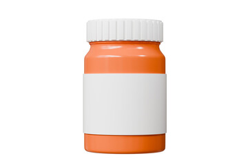 3d Medicine Pill bottle icon isolated on blue background. Emergency, Safety, Hospital doctor equipment medic health care concept. Minimal plastic white, blue, orange bottle pill icon. 3d render.