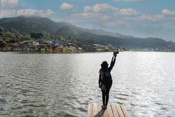 Ban Rak Thai landscape Sunrise and Ban Rak Thai a Chinese settlement, Mae Hong Son, province...