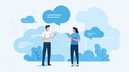 Social feedback, opinion or business advice, employee discussion, debate or customer comment, social media positive and negative feedback, people giving opinion with thumb up, vector illustration