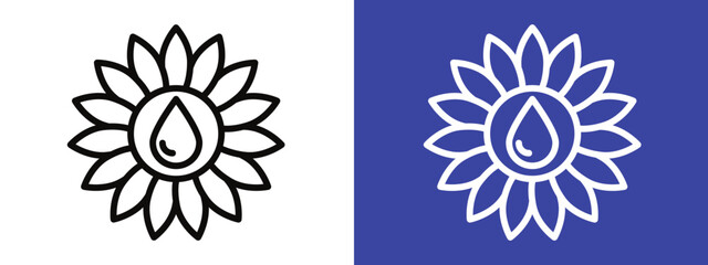 Sunflower oil icon logo set vector