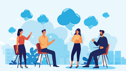 Social feedback, opinion or business advice, employee discussion, debate or customer comment, social media positive and negative feedback, people giving opinion with thumb up, vector illustration