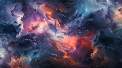 Abstract digital art inspired by cosmic wonders, featuring a vibrant palette of nebula hue