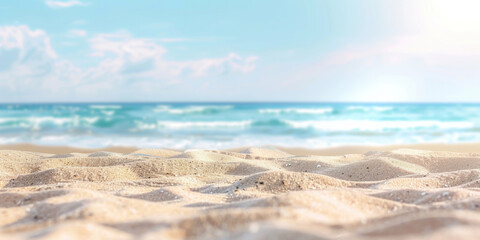Obraz premium Panorama view of blur beach summer abstract background. Generative ai.