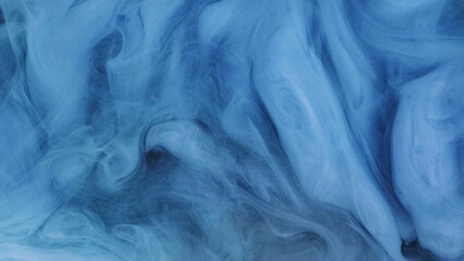 Glitter mist swirl. Paint water splash. Defocused blue color shimmering dust particles texture...