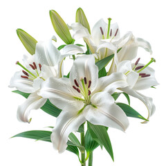 Obraz premium a bouquet of lilies on a white background, perfect for creating a transparent image