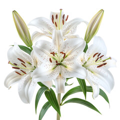 Fototapeta premium a bouquet of lilies on a white background, perfect for creating a transparent image