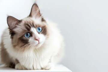 Fluffy Ragdoll Cat With Blue Eyes