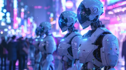 a futuristic society where humans coexist with AI and robots