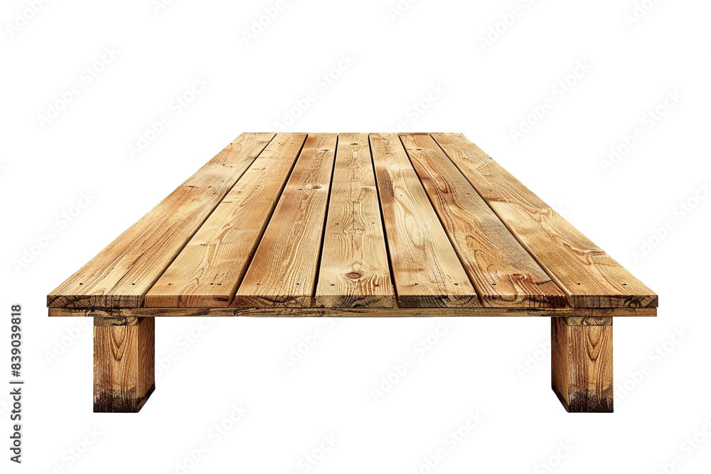 Poster empty wooden table isolated on transparent background