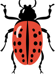 A bug with colorful color and beautiful pattern on its back wing. flat cartoon style.