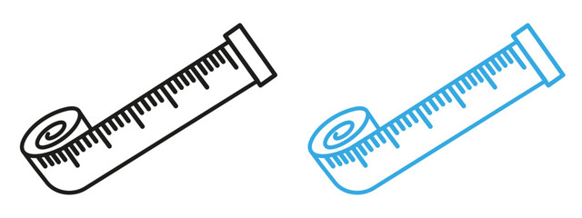 Measuring tape icon mark in filled style