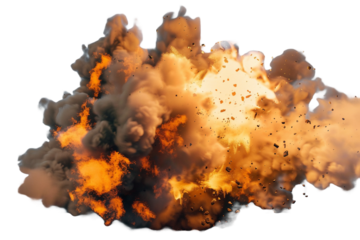 Explosion of fire isolated on transparent background